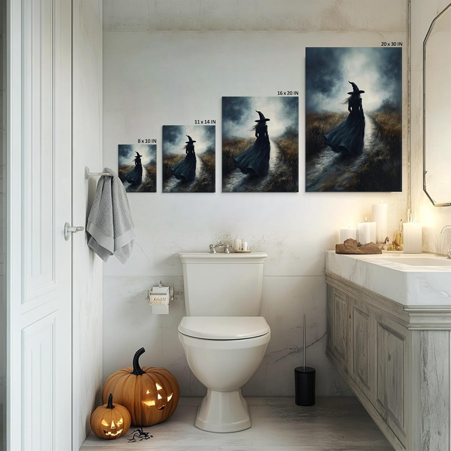 ART Halloween Canvas Wall Decor, Nature Witch Print dark academia Halloween Poster Vintage Witchy Mystic Gothic Home Decor for Family Bedroom Decor&nbsp;