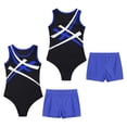 thumbnail image 3 of iiniim Kids Girls Sport Suit Sleeveless Round Neck Gymnastics Leotard with Shorts Activewear Blue 16, 3 of 7