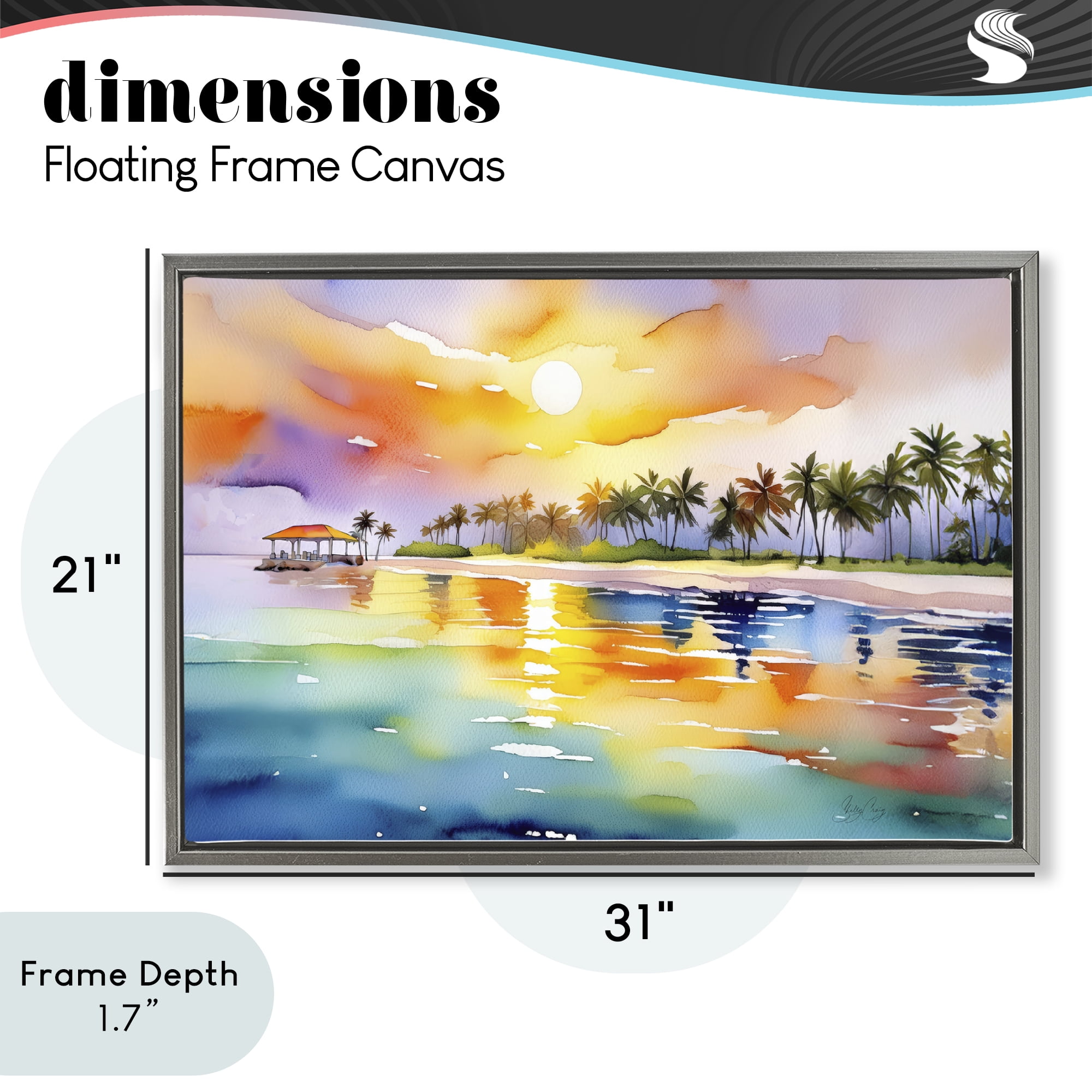 Stupell Industries Caribbean Calm Sunset Gray Framed Floater Canvas Wall Art, design by Shelly Craig