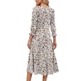 thumbnail image 3 of Fantaslook Fall Dresses for Women Smocked 3/4 Sleeve Dress Floral Midi Casual Dresses with Pockets, 3 of 8