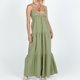 thumbnail image 1 of Vestido casual de mujer con cuello en V plisado vestido largo sin espalda una línea de vestido de playa de verano FLhrweasw Nuevo, 1 of 7