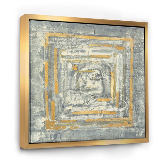Gold Glam on Grey Tapestry II - Transitional Framed Canvas