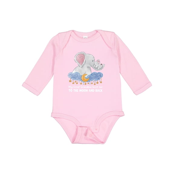 Inktastic My Great Grandma Loves Me to the Moon and Back Elephant Boys or Girls Long Sleeve Baby Bodysuit