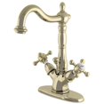 thumbnail image 1 of Kingston Brass KS1432BX Robinet de Lavabo 4 Po. avec Poignée Croisée & Poignée & Raccord en Laiton, Laiton Poli, 1 of 2