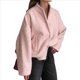 thumbnail image 1 of Abrigo de Mujer de Larga, Cuello Redondo, Botones A Presión, Chaqueta Gruesa Abierta de Otoño 2025 Rosa L, 1 of 10