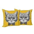 thumbnail image 6 of Ambesonne Animal Throw Pillow Cover 2 Pack, Hipster Kitten Cat, 18", Mustard Grey, 6 of 6