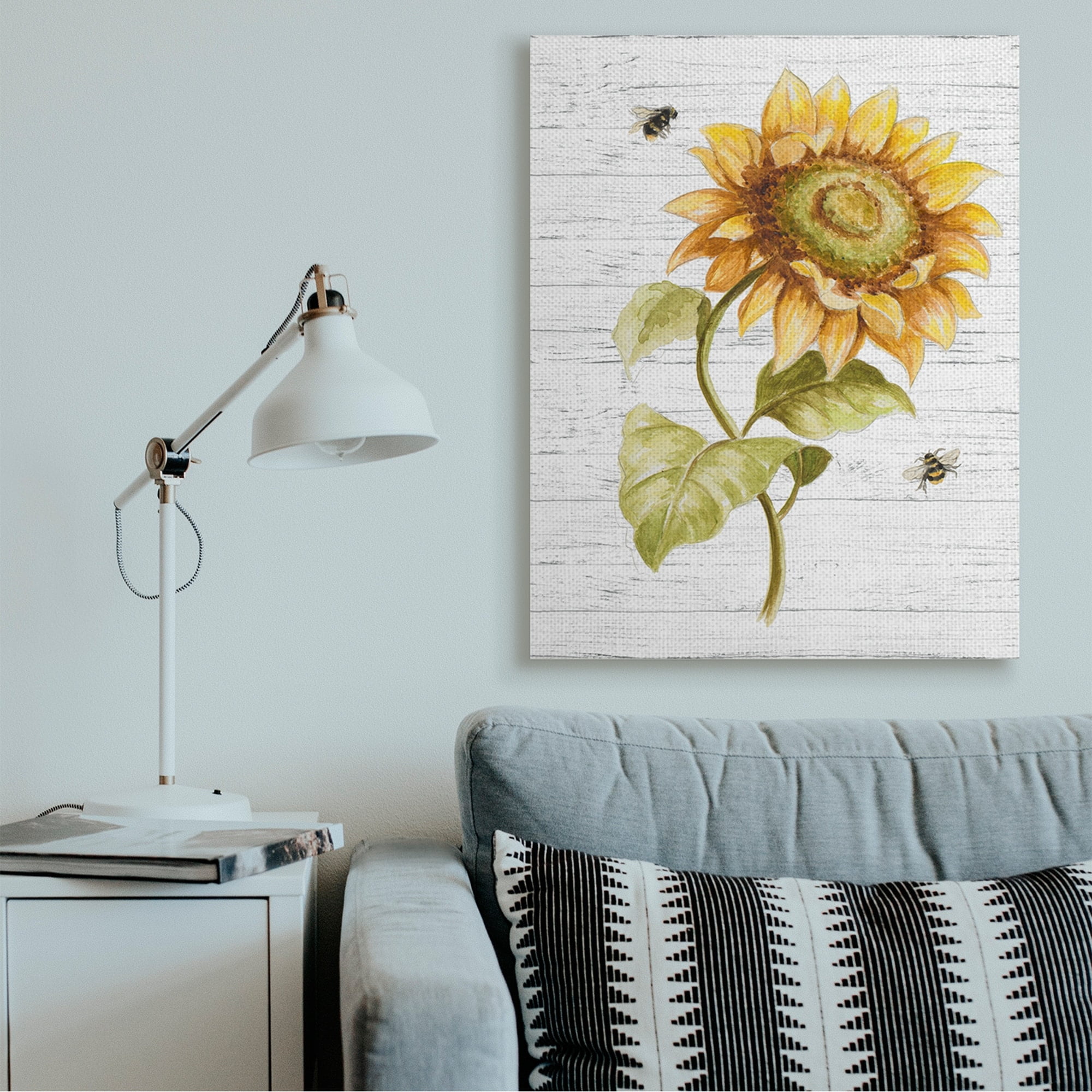 Stupell Industries Rustic Sunflower Floral Roaming Honey Bee Insect Canvas Wall Art by Patricia Pinto