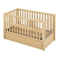 Euroco 3in1 Convertible Crib, Baby Crib with Drawers, Wood and Metal