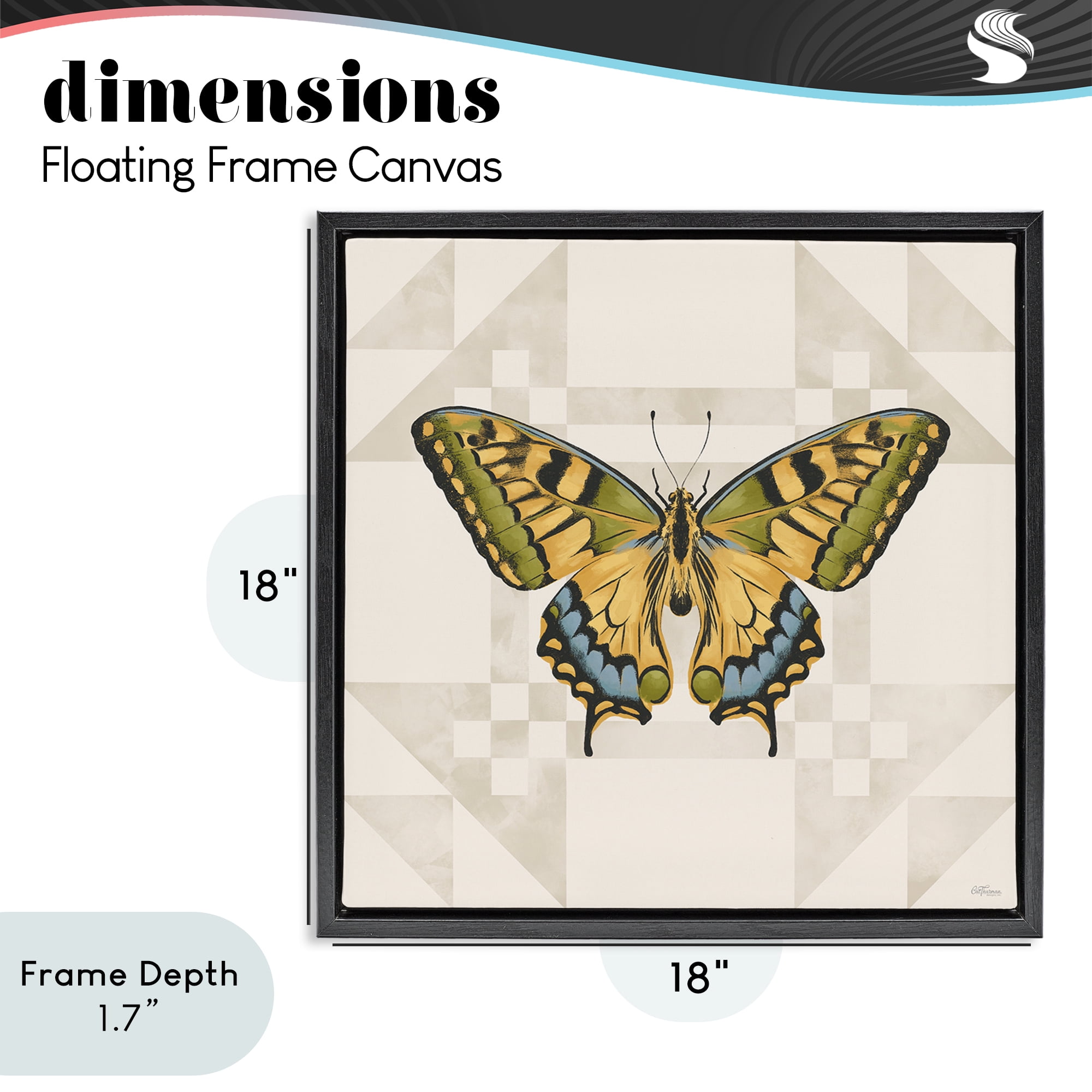 Stupell Industries Green Swallowtail Butterfly Black Framed Floater Canvas Wall Art, design by Cat Thurman Designs