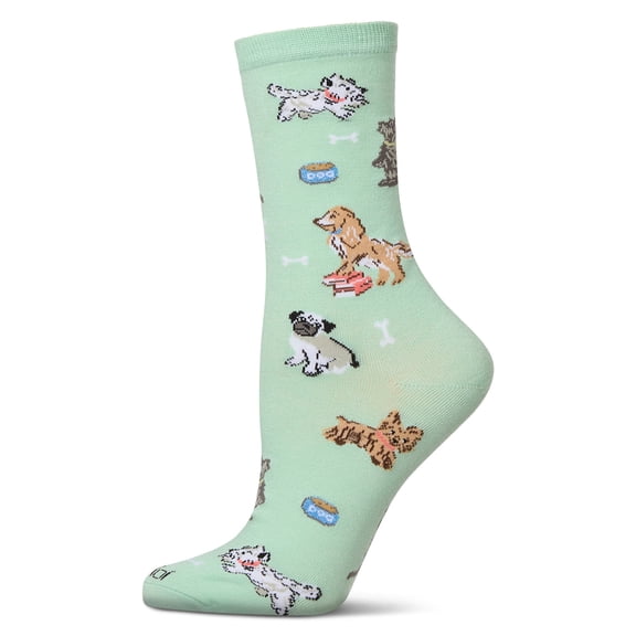 MeMoi Women's Dogs Rayon From Bamboo Crew Socks - Womens - Female, 9-11, Mint