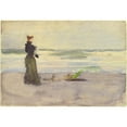 thumbnail image 2 of Thomas Pollock Anshutz 24x18 Black Ornate Framed Double Matted Museum Art Print Titled: Woman On&nbsp;Beach, 2 of 5