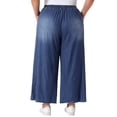 thumbnail image 4 of DARING DIVA Women's Plus Chambray Baggy Fit Jeans Denim Pants with Pockets 2X Black Blue, 4 of 5