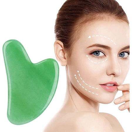 Green Gua Sha Scraping Face Massage Tool – Rose Quartz Facial Massage Tool -Traditional Scraper Tool for Anti-Aging, Wrinkles,Skin Tightening, Lift Firming,Eye Puffiness Treatment