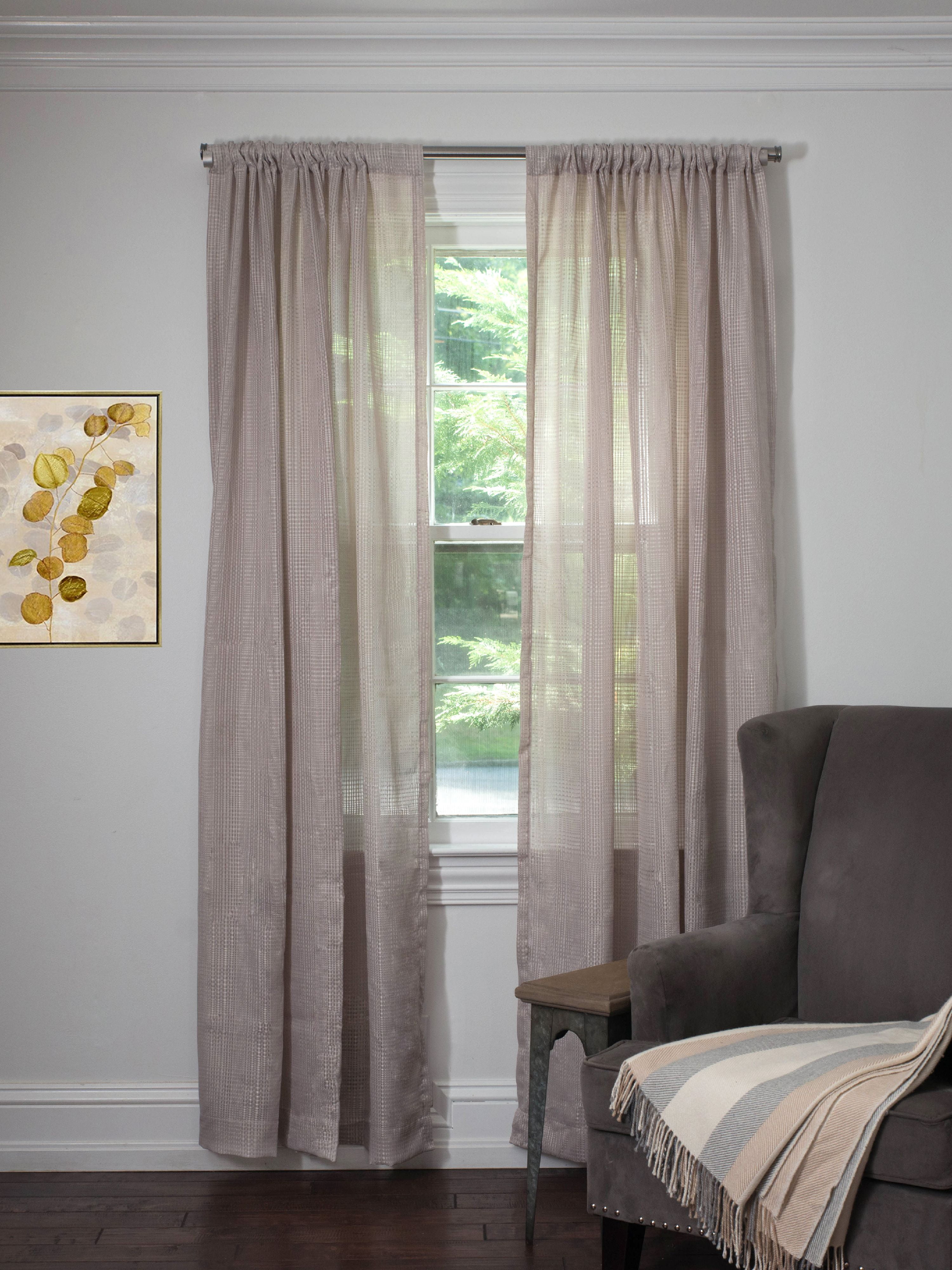 Silk+Home Sheer Light Filtering Rod Pocket Curtain Panel Pair 52x84