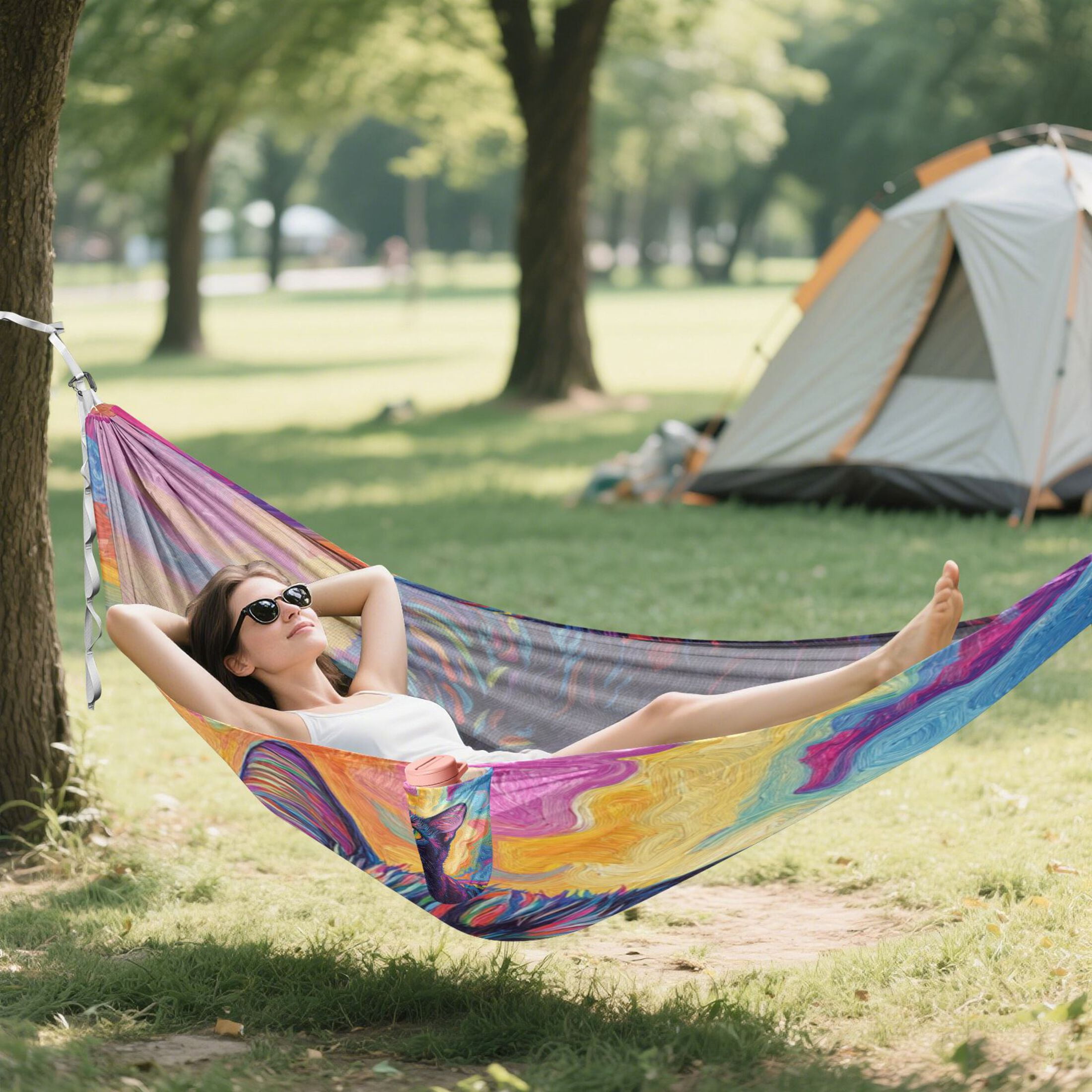 Hammock Camping Hammock Nylon Portable Hammock Travel Camping Hammock Colorful Cute Cat