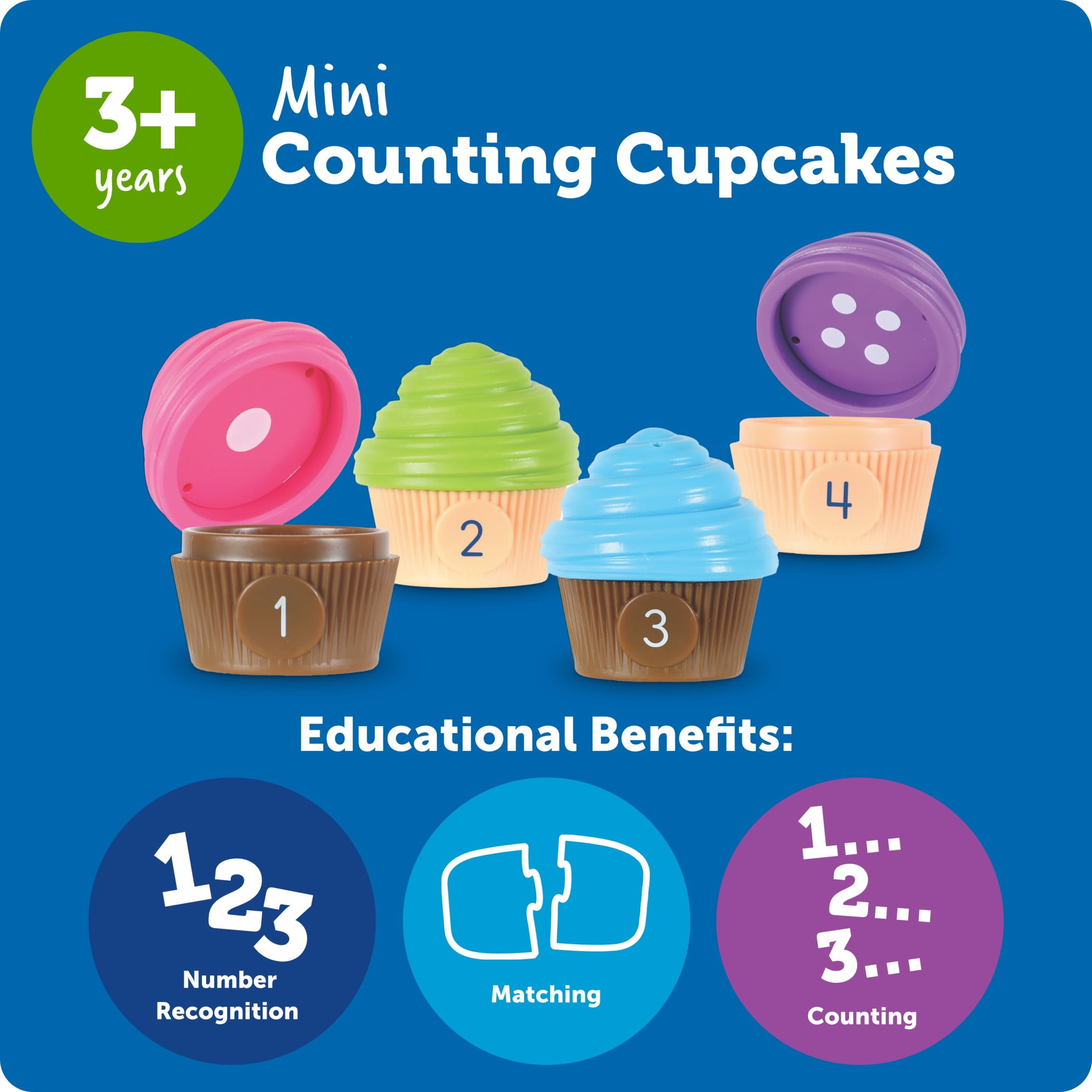 Learning Resources Mini Counting Cupcakes Birthday Cake Toy Counting Toy Play Food Ages 3 and up
