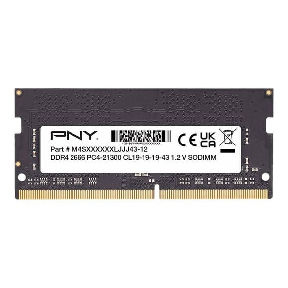 PNY - DDR4 - module - 16 GB - SO-DIMM 260-pin - 2666 MHz / PC4-21300 - CL19 - 1.2 V - unbuffered - non-ECC