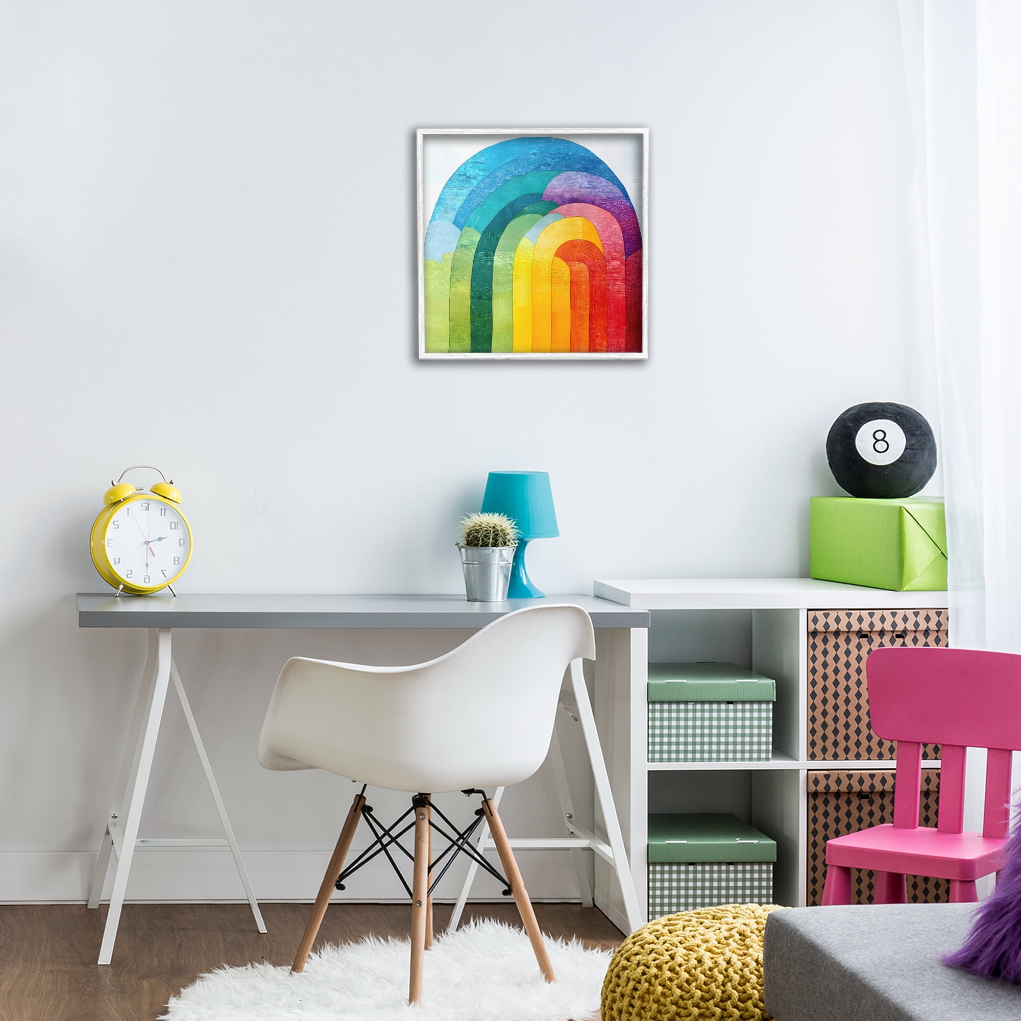 Stupell Industries Vibrant Rainbow Arch Abstraction White Framed Giclee Art, design by Creative Studio