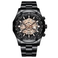 thumbnail image 1 of Reloj de Cuarzo Esqueleto para Hombre, Correa de Acero Inoxidable, Taquímetro, Indicador de Fecha, Resistente Al Agua, Luminoso, Reloj de Pulsera Deportivo de Negocios para Hombre, 1 of 5