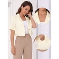 thumbnail image 2 of DARING DIVA Women's Casual Work Cropped Blazer Short Sleeve Suit XS Beige, 2 of 6