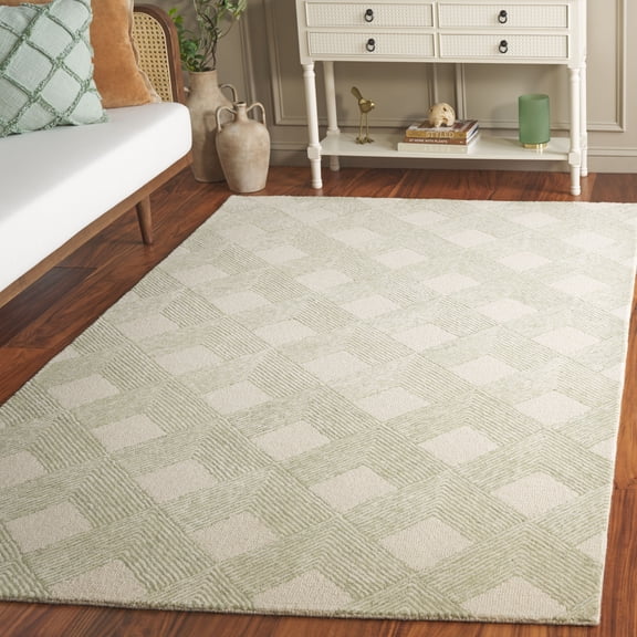 Safavieh Ebony Marva Plaid Area Rug, Green/Ivory, 6' x 6' Square