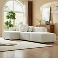 thumbnail image 5 of 118" Modern Modular Sofa with 4 Pillows, Soft Corduroy Couch with Solid Wood Frame, L-Shaped Sofa for Livingroom, Bedroom, Office, Beige, 5 of 7