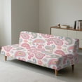 thumbnail image 6 of SCRAWLGOD Leaf Floral Print Pink Stretch Armless Futon Cover, Machine Washable Futon Couch Cover with Elastic Bottom, Dust Proof Sofa Cover, Soft Furniture Bed Protector, 6 of 7