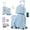 Blue, variant on Advwin Kids 2-Piece Ride On Luggage Set with 3D Dinosaur Design, 17" Hardshell Carry On Suitcase with Portable Travel Case, Charging Port, Cup Holder, Foldable Footrest & 6 Spinner Wheels, Blue