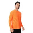 thumbnail image 3 of Hi Vis Long Sleeve Work Safety Shirt, S Size Neon Orange T-Shirt for Men, High Visibility Crewneck Reflective Color Safety Tee 100% Polyester, 3 of 5