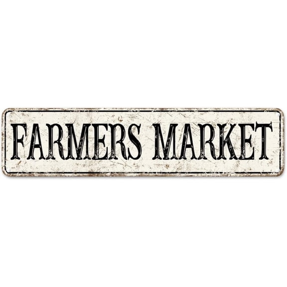 Farmers Market Vintage Retro Tin Signs Aluminum Sign for Kitchen Home Garden Wall Bar Cafe Decor 16x4 Inch
