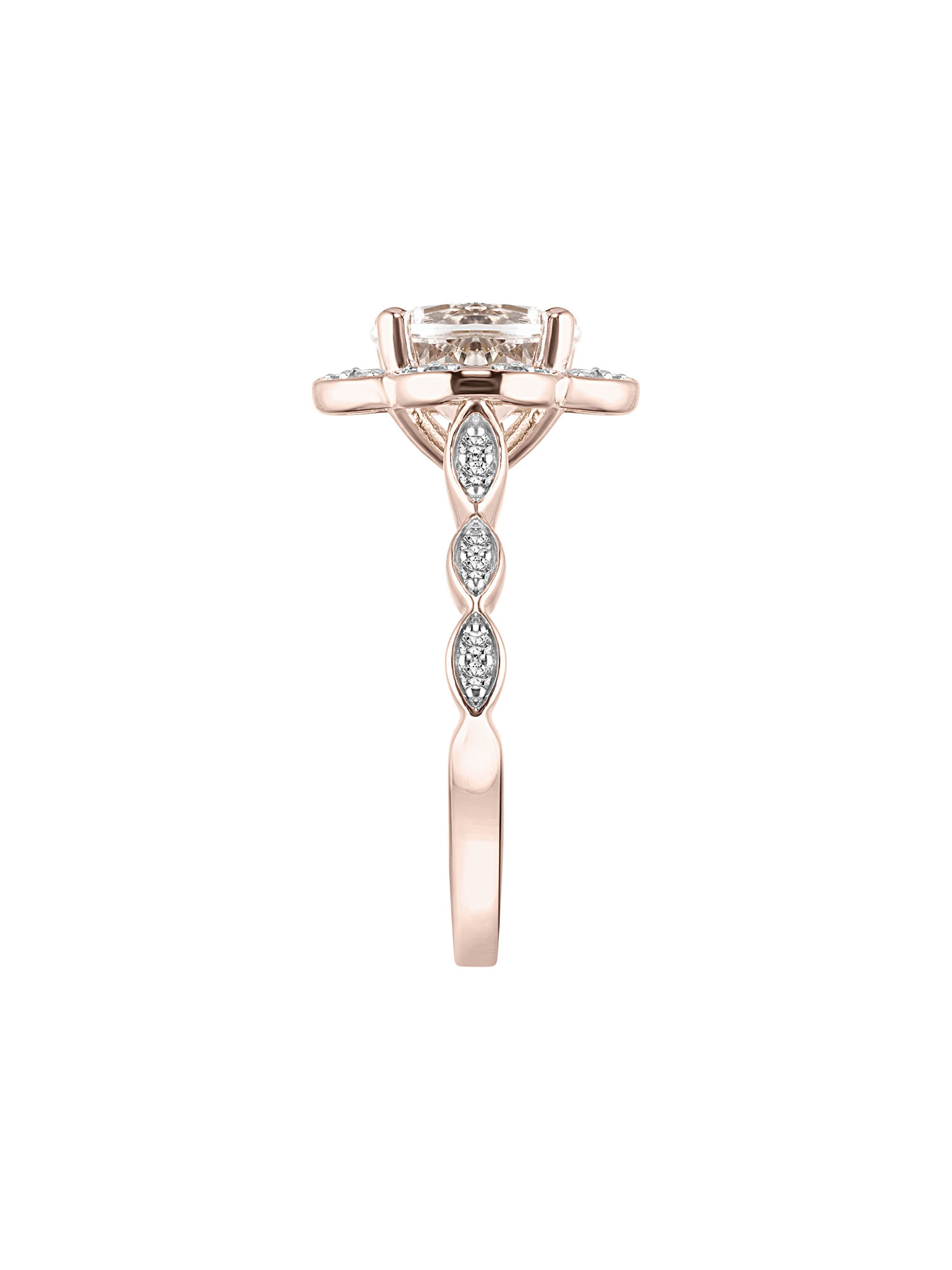 1-1/4 Carat T.G.W. Morganite & 1/8 Carat T.W. Diamond Quatrefoil Engagement Ring in 10k Rose Gold