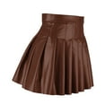 thumbnail image 5 of MIXUE Skirts For Women Summer Leather Solid Color Pleated Elastic High Waist Elegant Mini Tennis Skirt Streetwear,Brown,M, 5 of 5