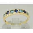 thumbnail image 3 of LBG 18k Yellow Gold Natural Sapphire and Blue Topaz Womens Band Ring - Sizes 4 to 12 Available, 3 of 6