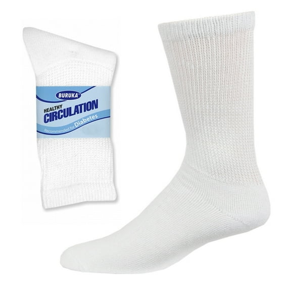 6 Pairs Diabetic Crew Circulatory Socks Health Support Mens Loose Fit Sz 9-11 !