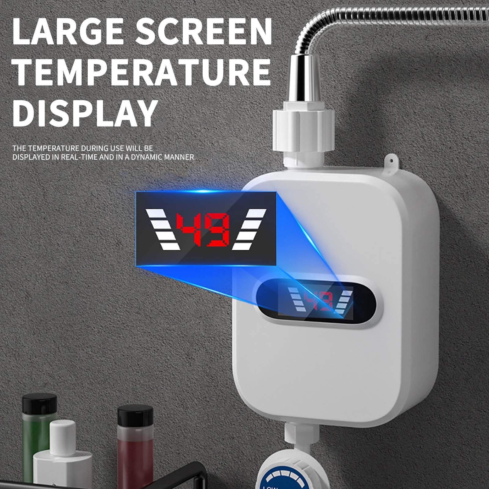 Mbvtdt Electric Tankless Water Heater 110V with Instant Hot Water and Auto Temp Control, Compact Tankless Water Heater Electric and Tankless Water Heater for Bathroom Kitchen