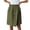 Army Green, variant on IWRICH Women's Casual Skorts High Waist Summer Linen Knee Length Shorts Solid Tennis Golf Beach Loose Trendy Skirt with Pockets XL