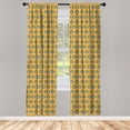 thumbnail image 4 of Ambesonne Floral Window Curtains, Tulips in Rhombus, Each 28" W x 84" L, Yellow Dark Turquoise, 4 of 4