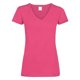 thumbnail image 1 of Camiseta entallada de manga corta y cuello en V para mujer (Rosa chillón), 1 of 2