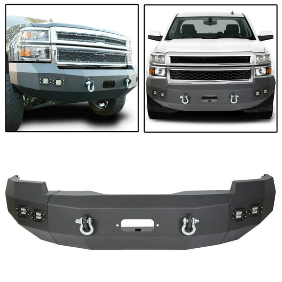 Kojem Steel Front Bumper for 14 15 Chevy Silverado 1500 Chevrolet w/ D-rings Winch Plate LED Lights