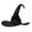 Folded black tinted cloth, variant on Halloween witch hat, wizard hat, gothic dark costume, cosplay, pointed top witch hat head accessory