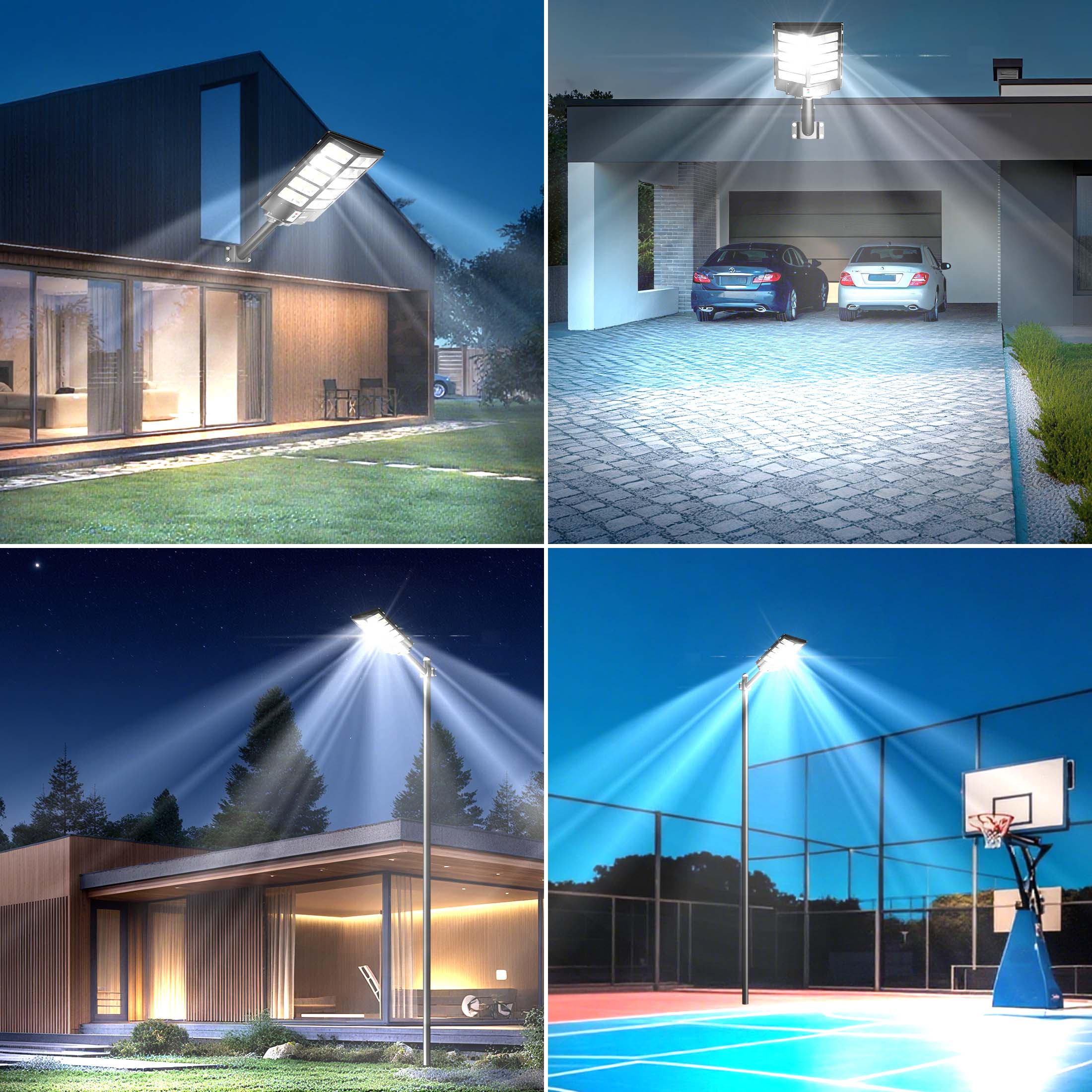 Bjsuc Solar Street Lights Outdoor,  12,500w  Solar Security Flood Lamps with Motion Sensor and Remote