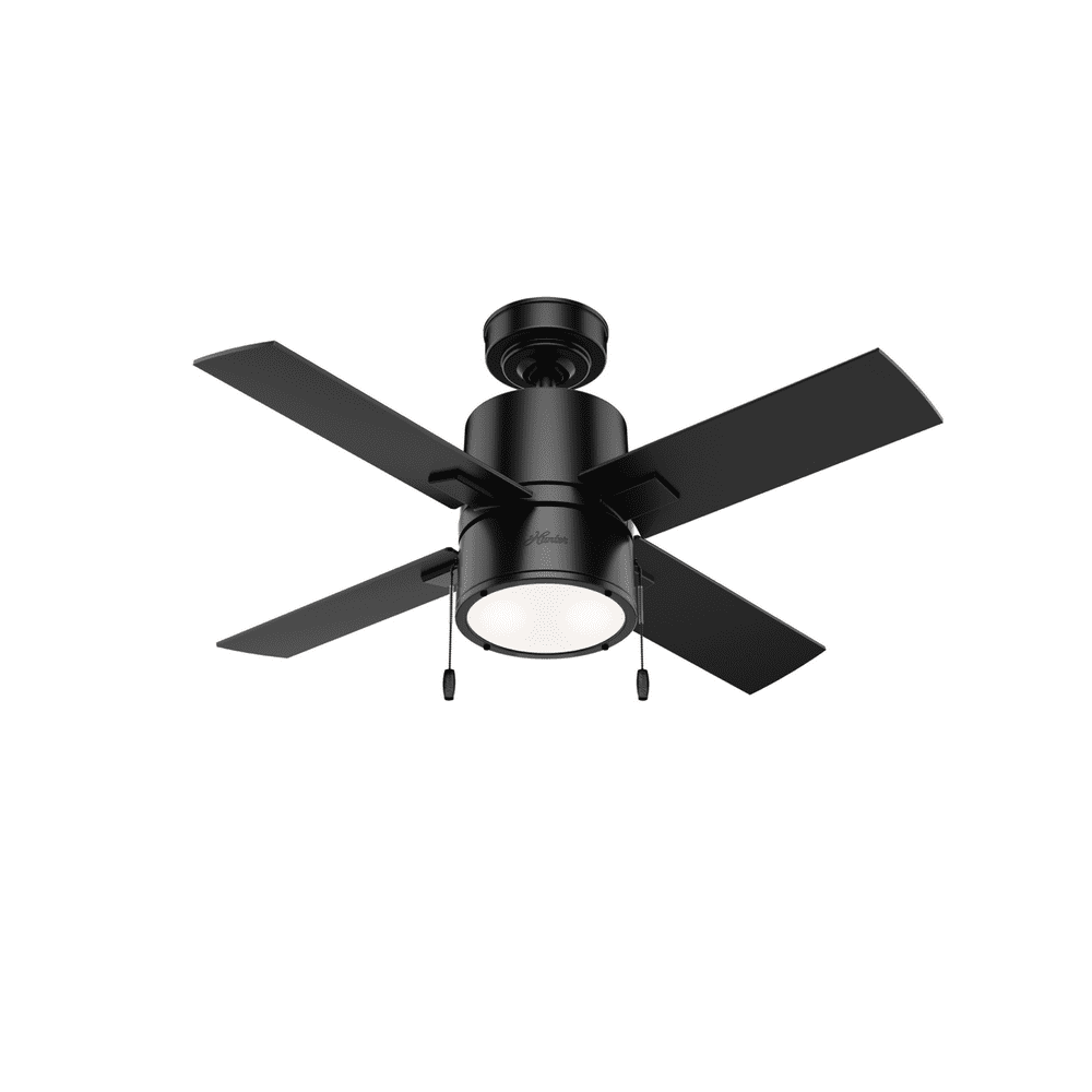 Hunter 42" Beck Matte Black Ceiling Fan with Light Kit and Pull Chain