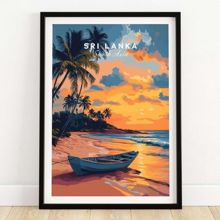 Sri Lanka Sunset Art Tropical Beach Poster South Asia Travel Print