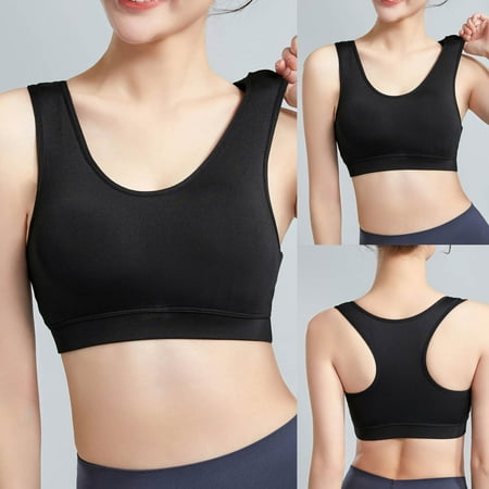 Viikei Everyday Comfort Women s Bra with Padded Straps Women s Sports Underwear Yoga Wear Running Back Training Shock-proof Vest Breasted Bra Black L