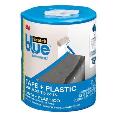 ScotchBlue Tape + Plastic with Dispenser, 2 ft x 90