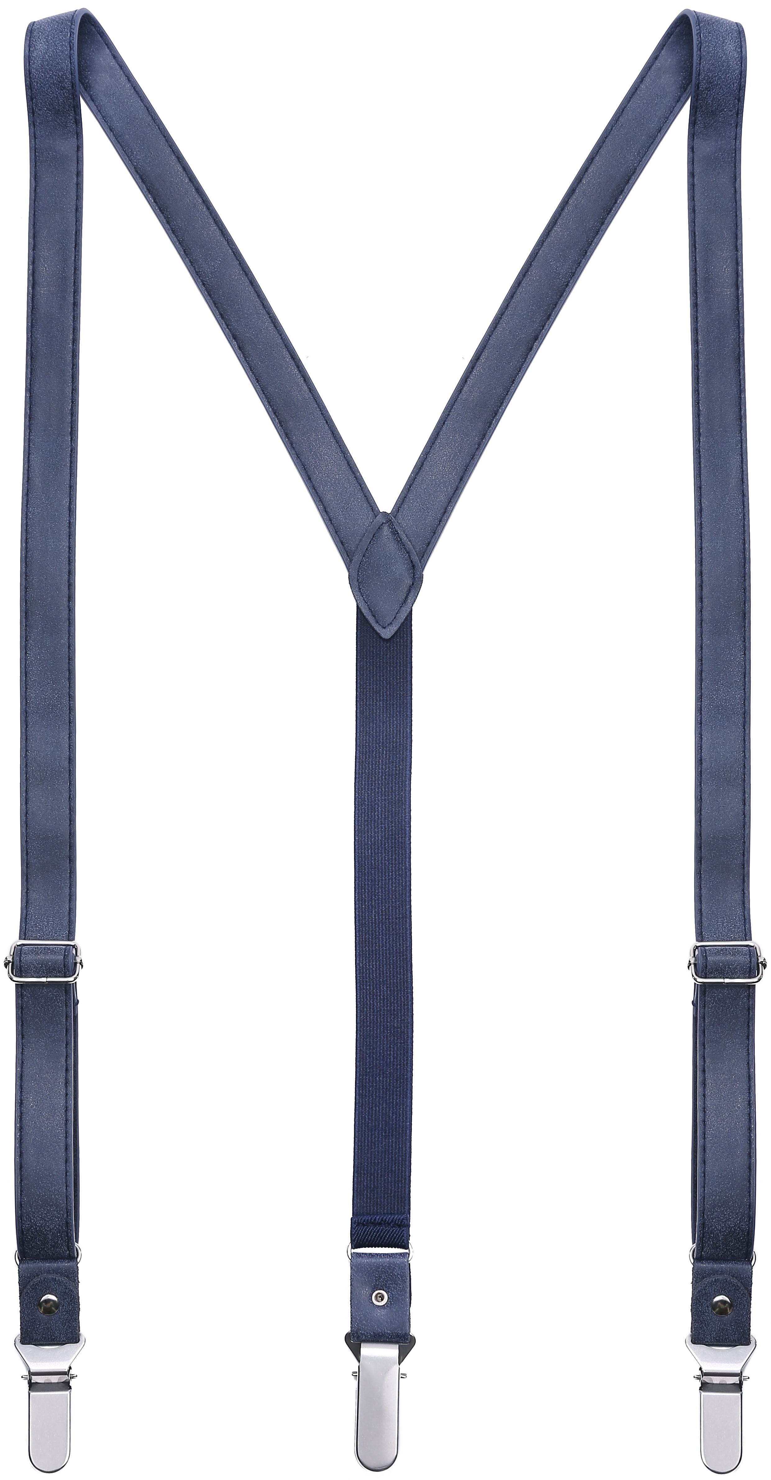 Sturdy Metal Clips Genuine Leather Suspender Children Boys Kids Adults Suspenders Dark Grey, 43 inches