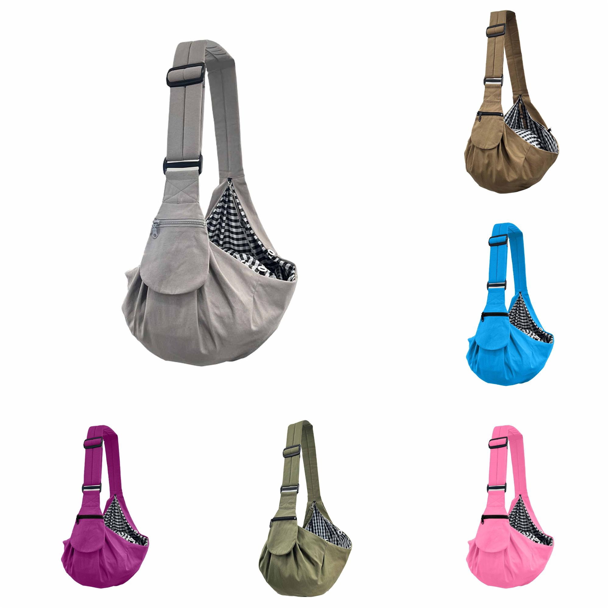 SHURUIMA Canvas Pet Sling Carrier Foldable Pet Shoulder Bag Durable Adjustable Strap Pet Travel Carrier for Small Cats and Dogs with Zipper Pocket 11.81x9.84x0.79 Inches