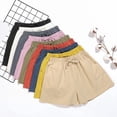 thumbnail image 5 of Women Shorts Summer Loose Linen Cotton Casual Wide Leg Pant Elastic Waist Shorts, 5 of 9