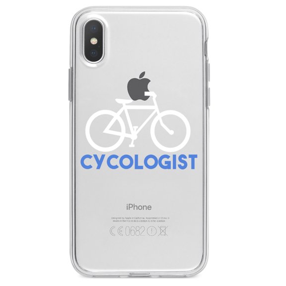 DistinctInk Clear Shockproof Hybrid Case for iPhone XR (6.1" Screen) - TPU Bumper Acrylic Back Tempered Glass Screen Protector - Cycologist Bicycle Cycling