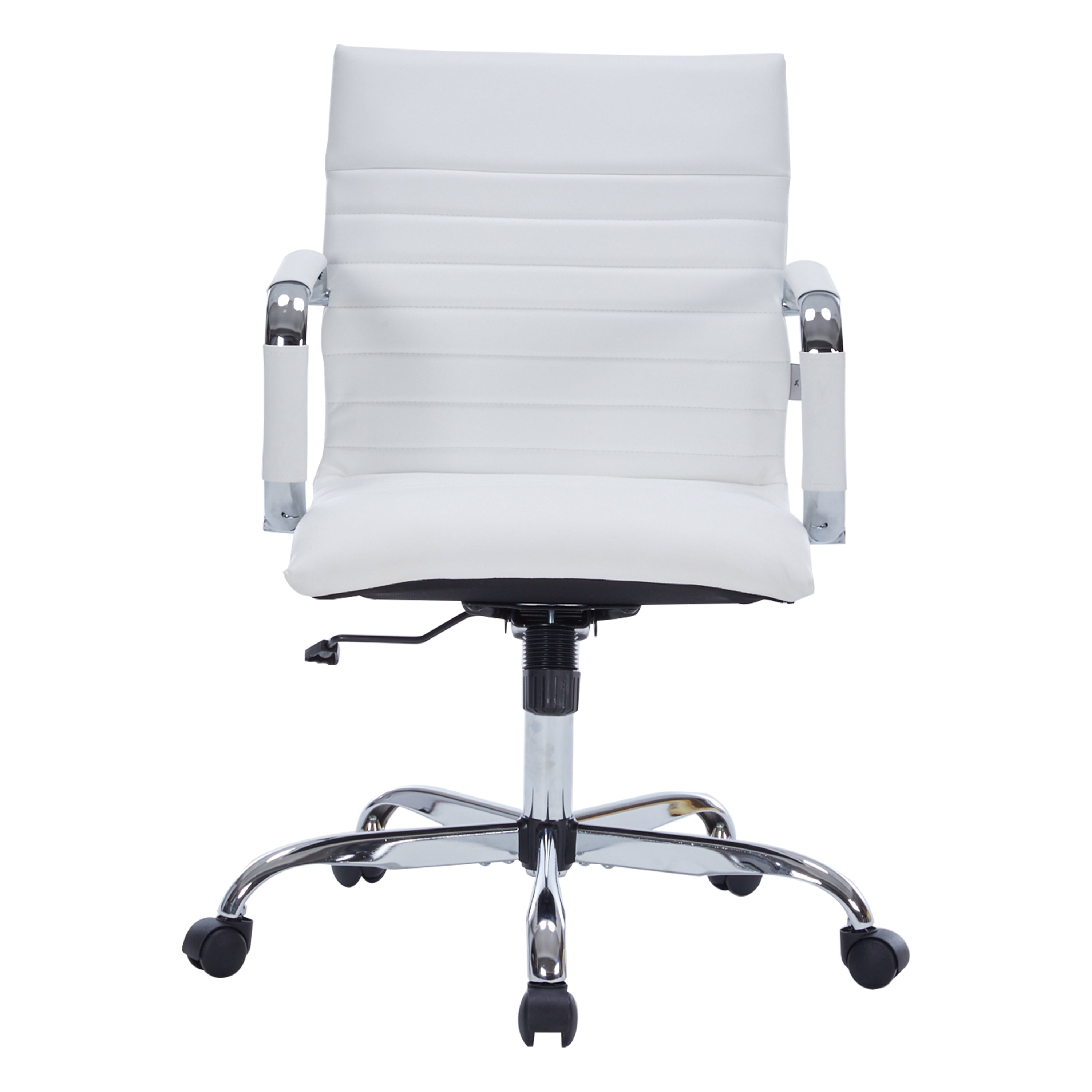 LeisureMod Harris Modern Adjustable Swivel Leather Task Office Chair with Tilt and Ergonomic Design, White